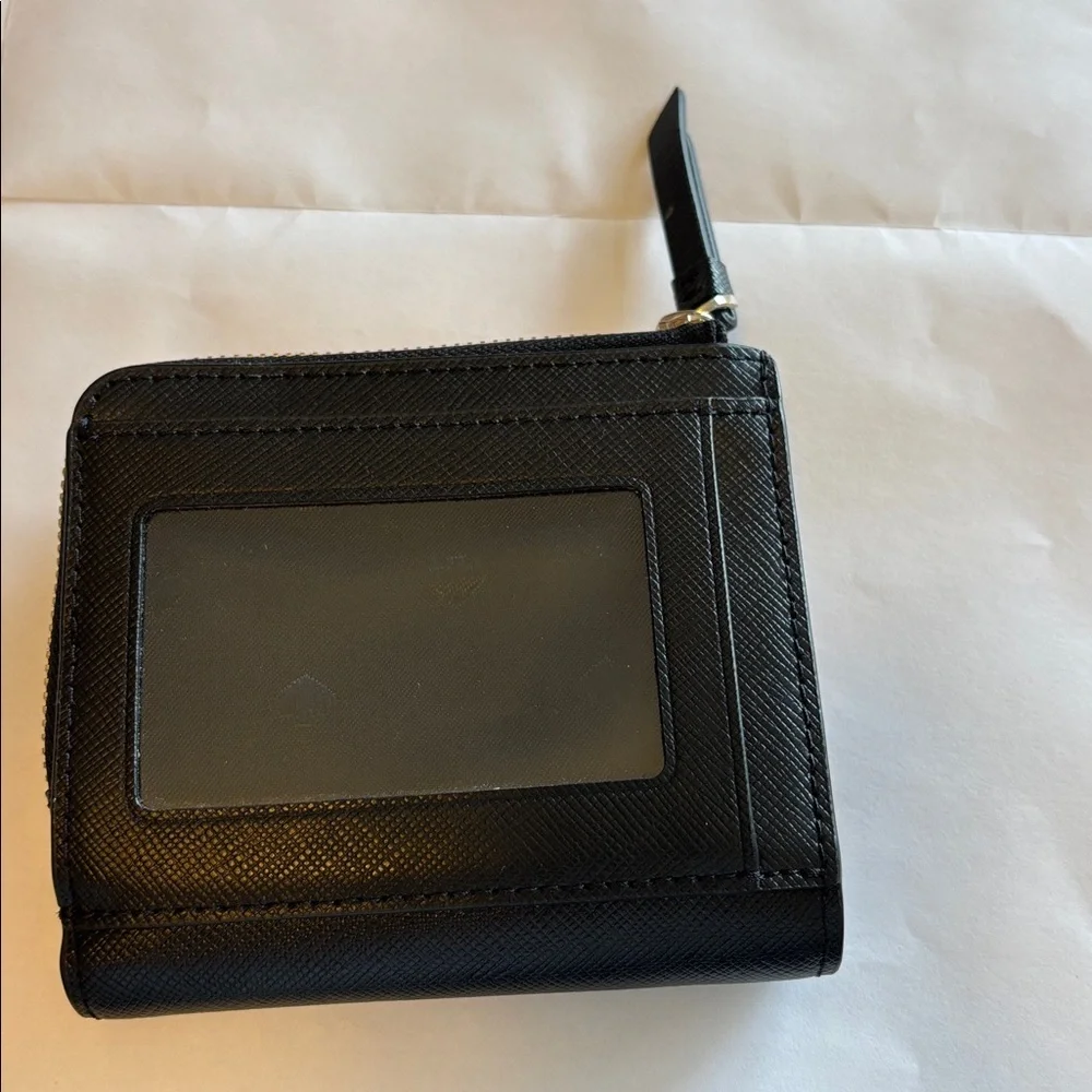 Kate Spade New York black and silver staci saffiano leather wallet purse